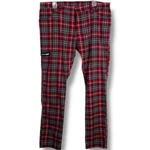 Size 36 Vintage Y2K Era Rank Red Plaid Mens Pants Punk Goth Psychobilly